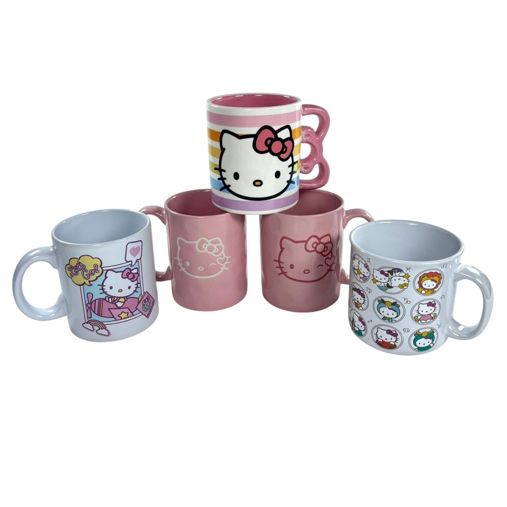 Hello Kitty Sanrio Mug Lot of 5‎ Collectible 2023 Matching Set Horoscope Travel